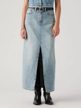 Levi’s Ankle Column Skirt - blue denim medium wash color size 24